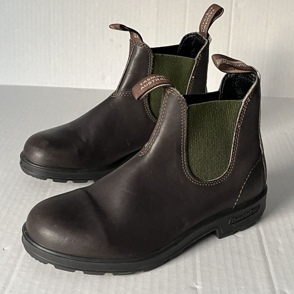 Blundstone Original Series 519 Chelsea Ankle Boots Stout Brown/Olive M 7.5 W 8.5